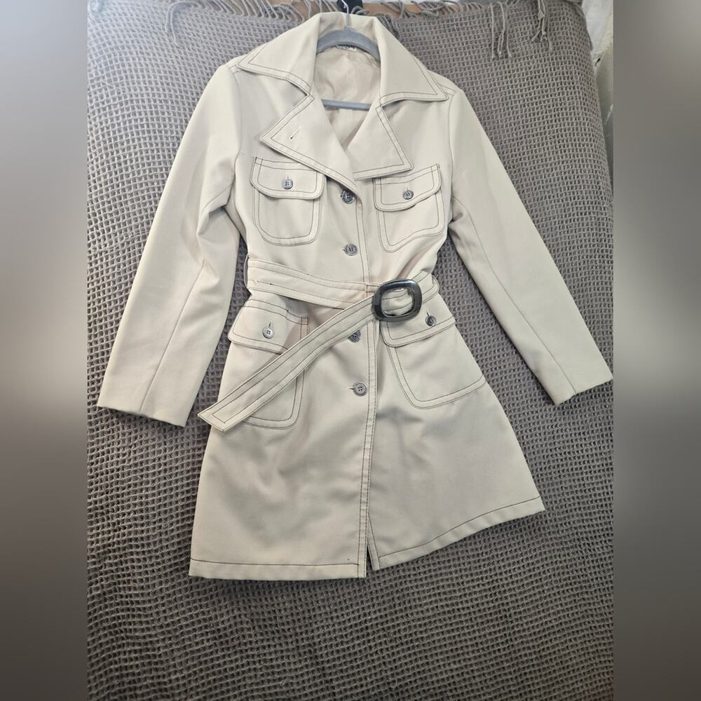Fleet Street Women's Cream‎ Vintage Style Trench Coat #493